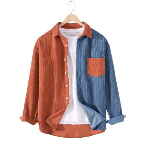 Classic Orange Navy Printed Shirt